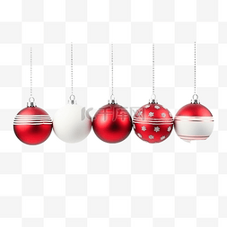 红色和白色哑光圣诞小玩意装饰，