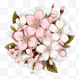 白色和粉红色的花朵与花卉装饰