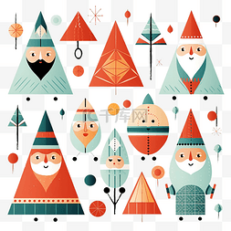 几何小圆圈图片_儿童卡通圣诞人物的几何形状