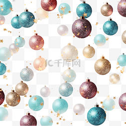 节日圣诞节壁纸，配有彩球和雪花