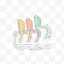 音乐背景灰色图片_一组色彩缤纷的椅子在灰色的表面