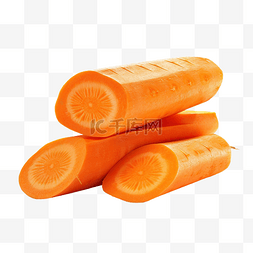 psd格式素材图片_两根新鲜的橙色胡萝卜，切片堆叠