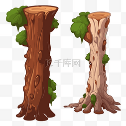 树皮剪贴画 两个卡通树干，上面
