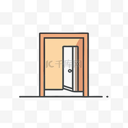 门上长花图片_一扇门的卡通图标 向量