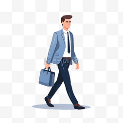 公司介绍图片_商人人物拿着袋子行走插画