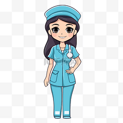 护士衬衫剪贴画卡通穿蓝色制服的