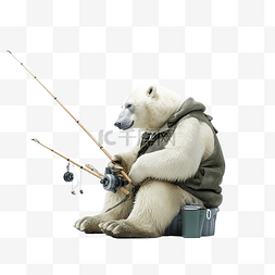 北极熊去钓鱼