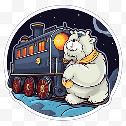 快车图片_北极熊坐在火车上的贴纸剪贴画 