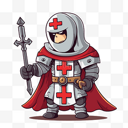 十字军剪贴画卡通中世纪骑士与红