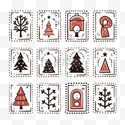 标记球图片_圣诞可爱邮票套装，上面印有节日