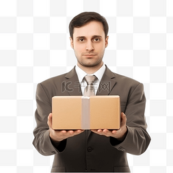 物流纸盒图片_拿着包装盒的商人