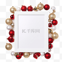 空白平板图片_被圣诞装饰品包围的空白平板电脑
