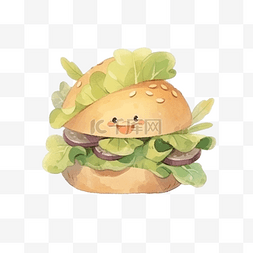 蔬菜汉堡是一个水彩卡通人物