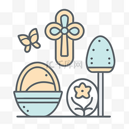 复活节图标与鸡蛋 向量