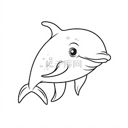 头晕眼睛图片_可爱的海豚着色页与白色背景上的