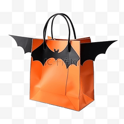 橙色购物图片_带蝙蝠翅膀的购物橙色纸袋