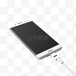 usb充电手机图片_带 USB 充电的白色智能手机