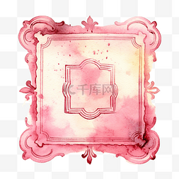 粉色花卉手绘图片_水彩邮票复古元素