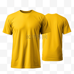黄色男士经典 T 恤正面和背面