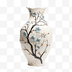 手绘陶图片_美观的花枝和叶子花瓶