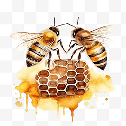 蜜蜂水彩剪貼畫