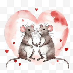 或迷人图片_老鼠或恋爱中的老鼠情人节插画