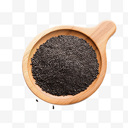 食物黑色背景图片_木制厨房板上的黑芝麻健康食品概