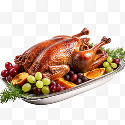 圣诞节鸡腿图片_用苹果和葡萄在烤箱里烤的圣诞鹅