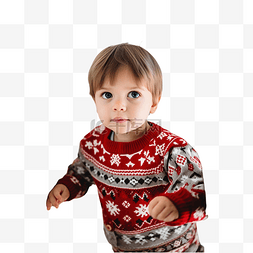 圣诞快乐小孩图片_穿着丑毛衣的可爱小孩在圣诞屋装