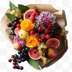 桌上的水果图片_木桌上的水果新鲜花束平躺感恩节