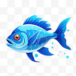 蓝色大海的鱼图片_水里的鱼插画蓝色大海png