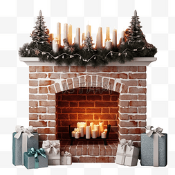 有圣诞节装饰和题字的壁炉