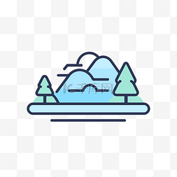 山脉湖泊图片_山脉与树木和湖泊图标矢量风格