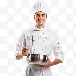 拿花男人图片_厨师厨师面包师拿着酱锅和勺子