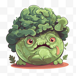 卷心菜剪贴画 卡通大头蔬菜 向量