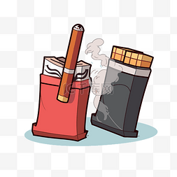 香烟剪贴画 香烟和小袋的卡通图