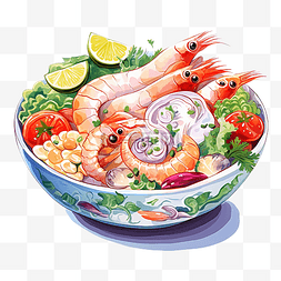 海的味道图片_海鲜和鱼秘鲁酸橘汁腌鱼卡通插图
