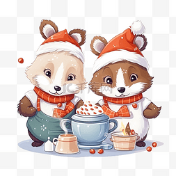 可爱微笑狐狸图片_卡通可爱圣诞节