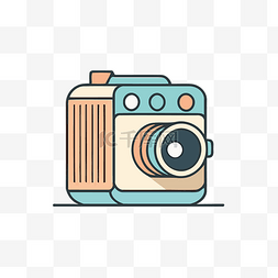 一台相机素材图片_米色背景上显示一台旧相机 向量