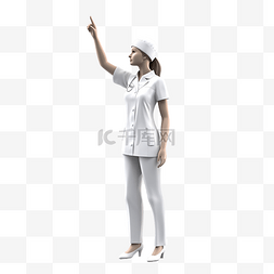 方向手指图片_3D 渲染护士插图与手势显示方向
