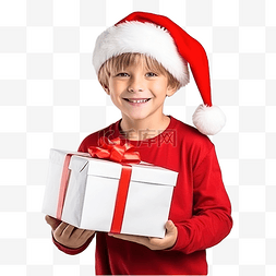 穿着圣诞老人服装的快乐小微笑男
