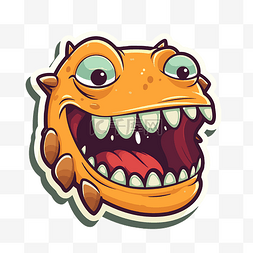 贴纸动画图片_动画贴纸怪物与锋利的牙齿和肿胀