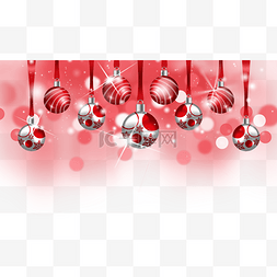 圣诞节装饰球边框横图华丽灯球