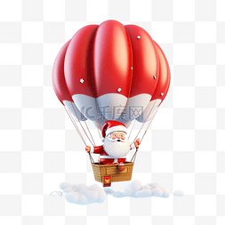 雪景红色图片_与圣诞老人在天空中的红色气球一
