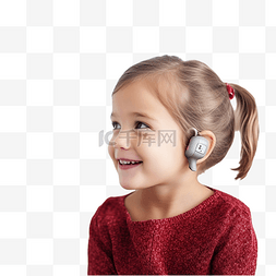 圣诞节客厅中带有人工耳蜗助听器