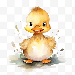 水彩鸭子元素图片_可爱的鸭子水彩