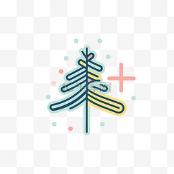 圣诞树 + 徽标加徽标图标插图 向