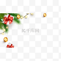新年横条图片_圣诞节装饰边框礼盒灯串横图