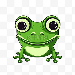 青蛙小图片_简约风格的青蛙脸插画