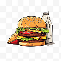 芝士图片_简约风格的包和汉堡插画